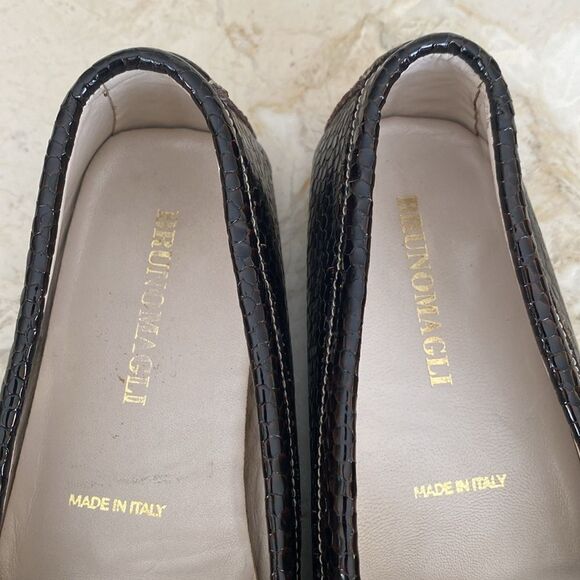 Bruno Magli Snake Embossed Leather Driving Flats Loafers - Picture 11 of 15